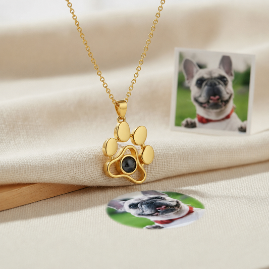 Personalized Paw Print Projection Necklace | Custom Pet Keepsake