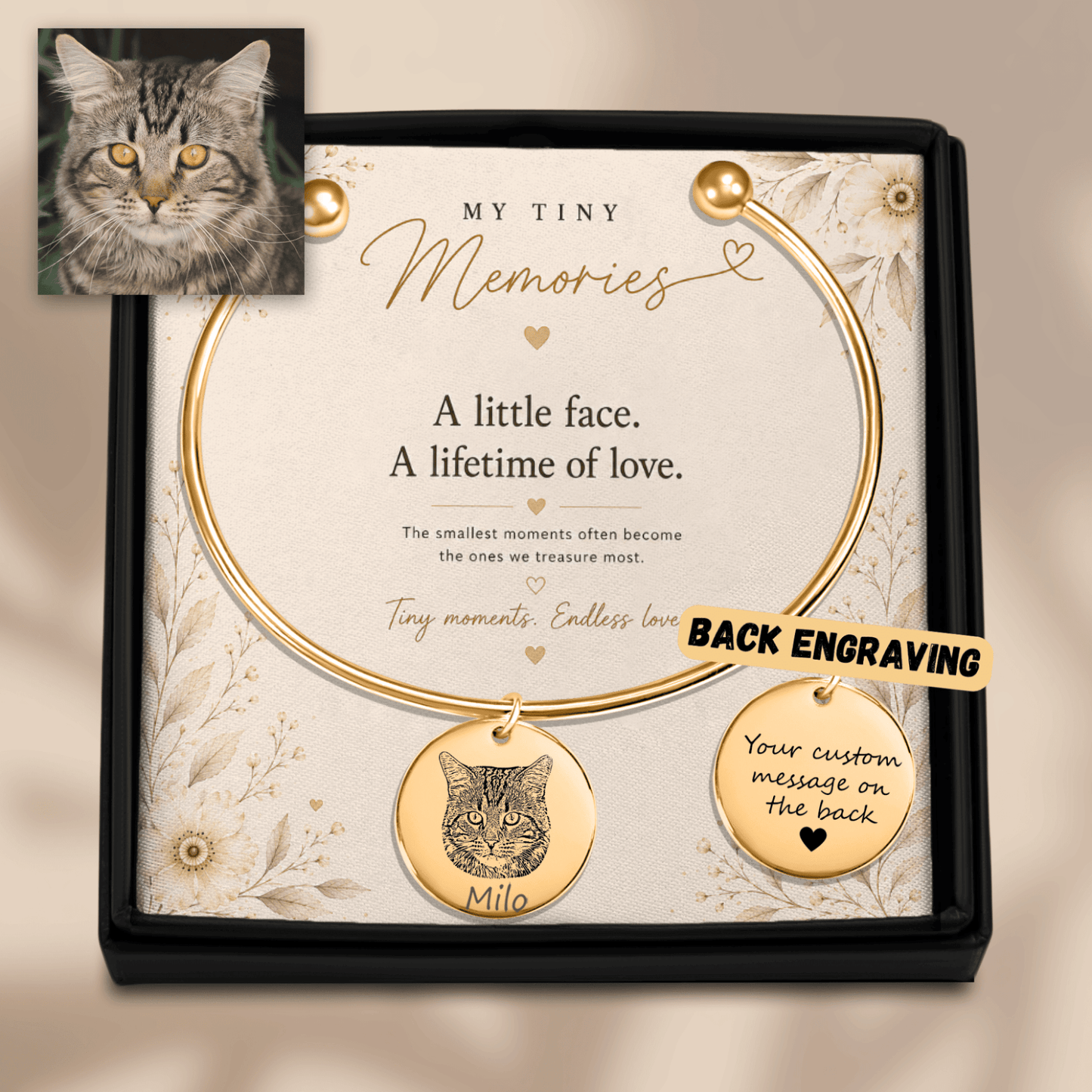 Personalized Pet Photo Bangle Bracelet - My Tiny Memories