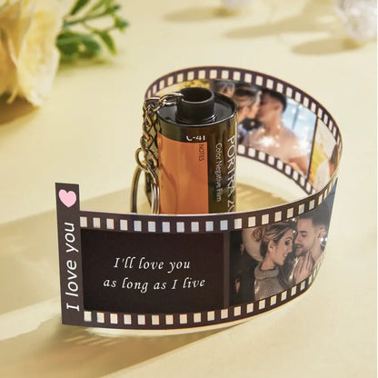 Custom Film Roll Keychain Personalized Photo Reel | Vintage Picture Keepsake Gift