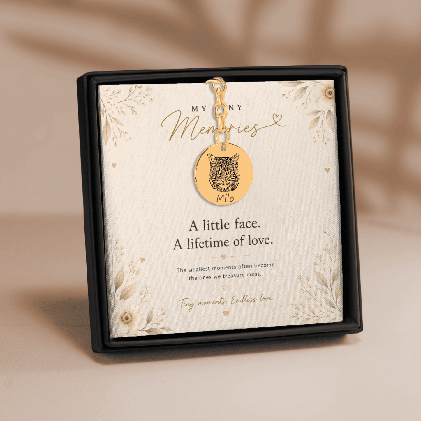 Personalized Cat Portrait Keychain | Custom Pet Photo Memorial Keychain