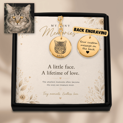 Personalized Cat Portrait Keychain | Custom Pet Photo Memorial Keychain