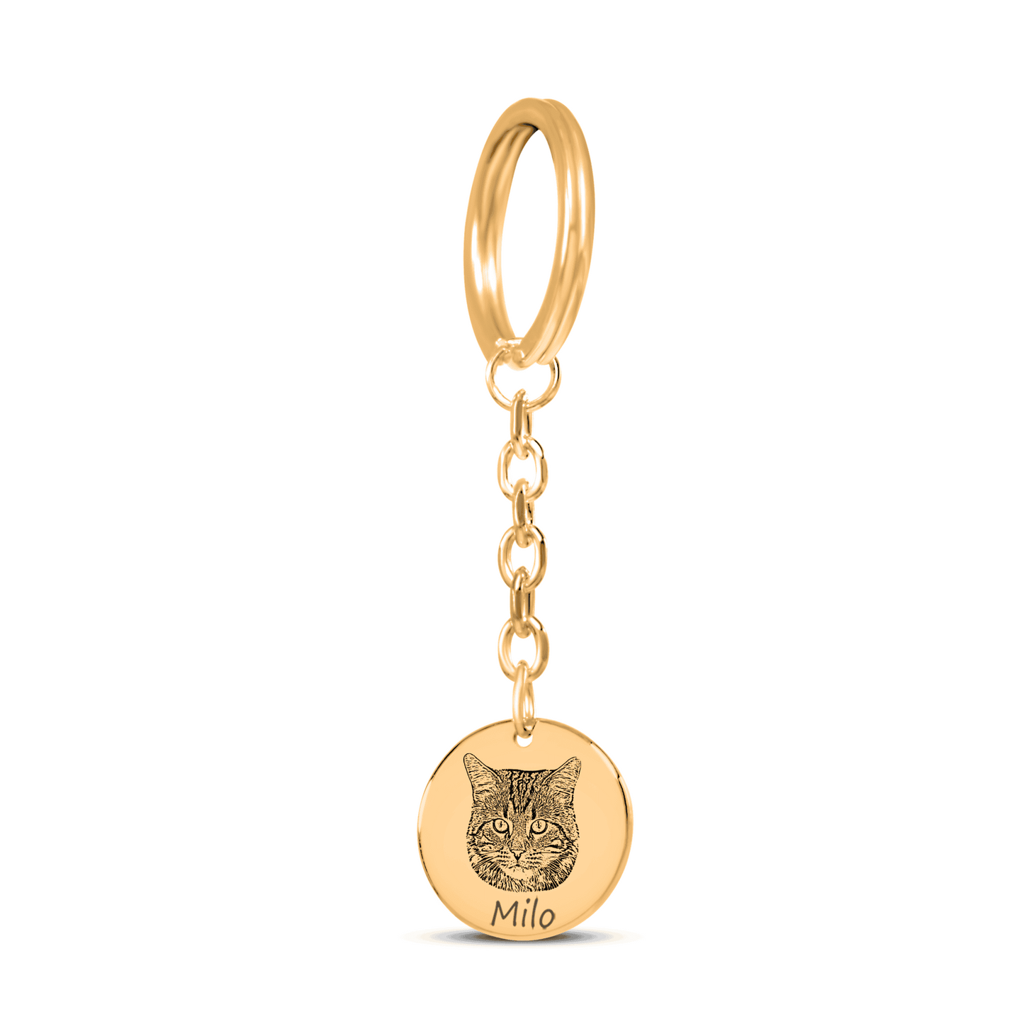 Personalized Cat Portrait Keychain | Custom Pet Photo Memorial Keychain