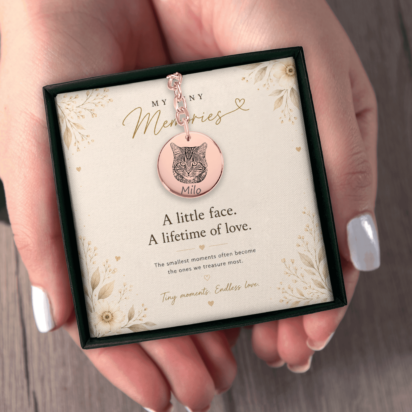 Personalized Cat Portrait Keychain | Custom Pet Photo Memorial Keychain