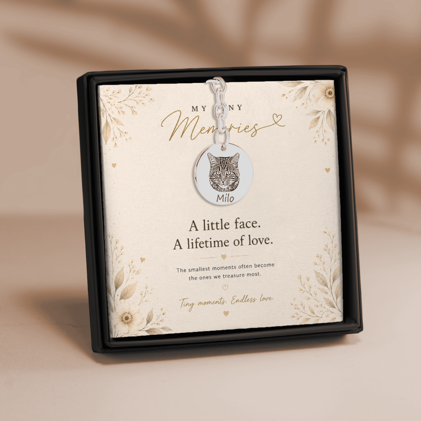 Personalized Cat Portrait Keychain | Custom Pet Photo Memorial Keychain