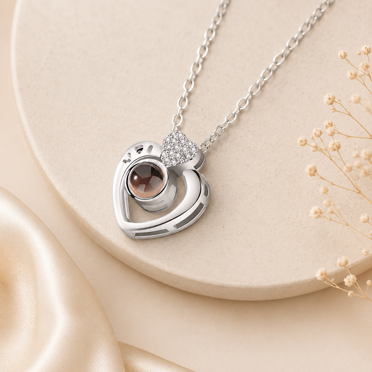 Personalized Heart Photo Projection Necklace | Custom Picture Necklace Gift for Her