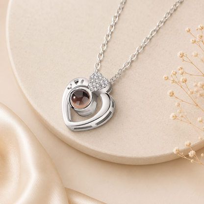 Personalized Heart Photo Projection Necklace | Custom Picture Necklace Gift for Her