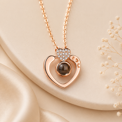 Personalized Heart Photo Projection Necklace | Custom Picture Necklace Gift for Her