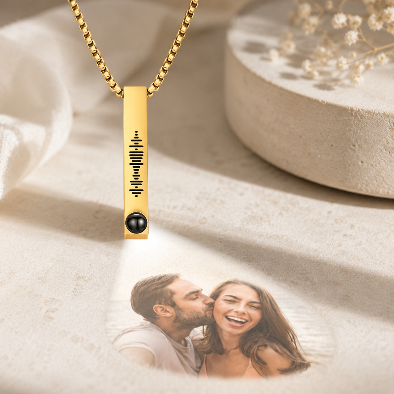 Personalized Music Projection Necklace | Custom Photo Keepsake