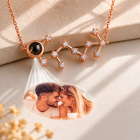 Custom Photo Projection Constellation Necklace | Zodiac Gift