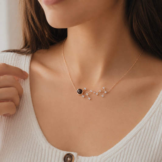 Custom Photo Projection Constellation Necklace | Zodiac Gift