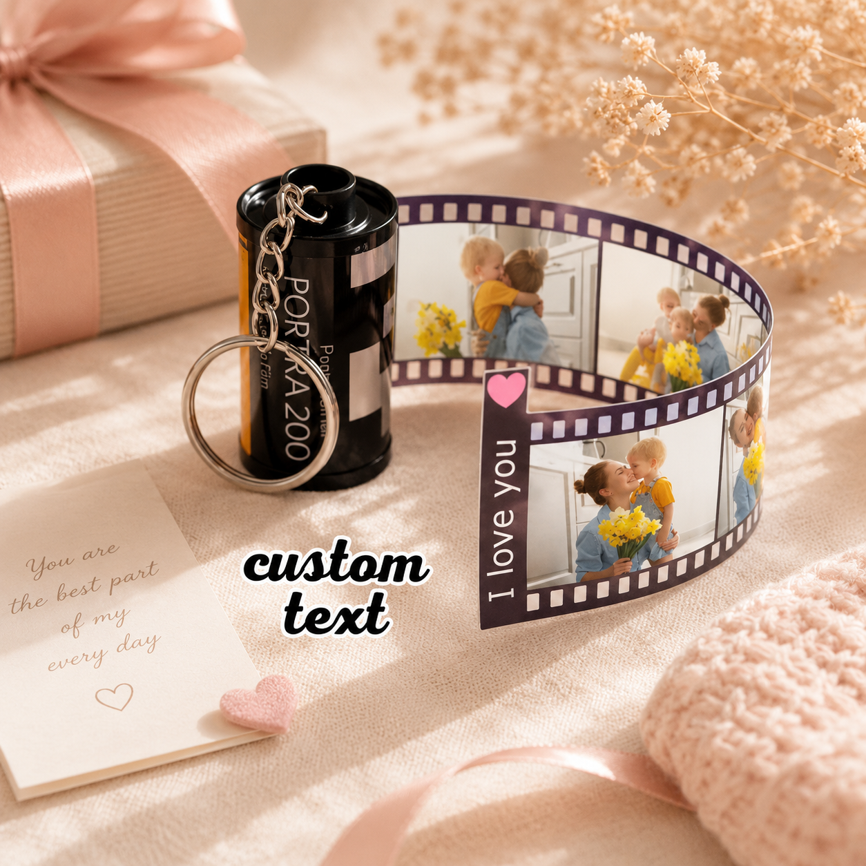 Custom Film Roll Keychain Personalized Photo Reel | Vintage Picture Keepsake Gift
