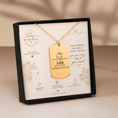 Personalized Baby Keepsake Necklace | Custom Engraved Memory Gift