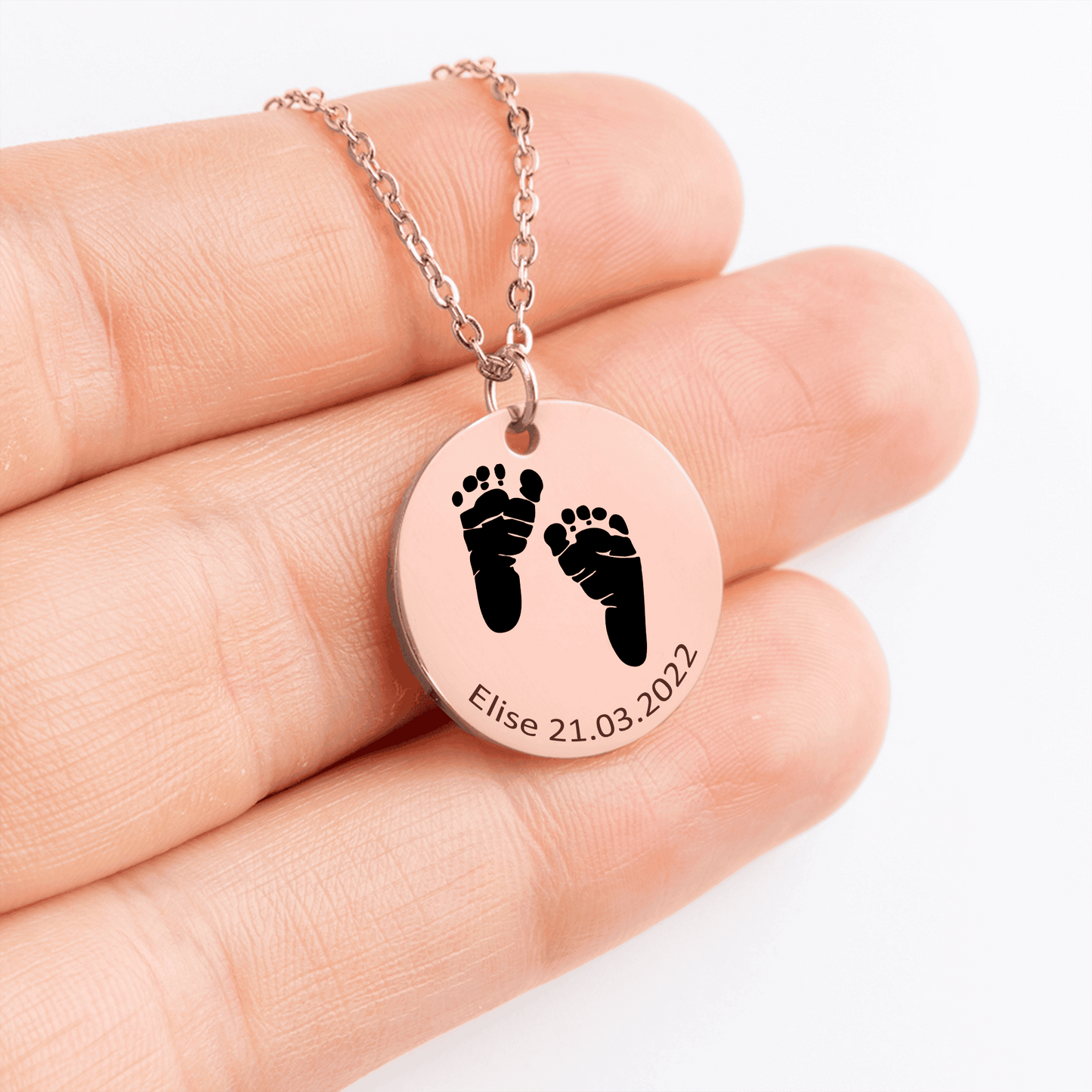 Personalized Baby Footprint Necklace | Custom Name & Birth Date Keepsake