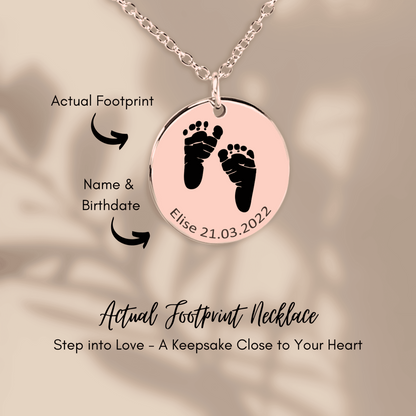 Personalized Baby Footprint Necklace | Custom Name & Birth Date Keepsake