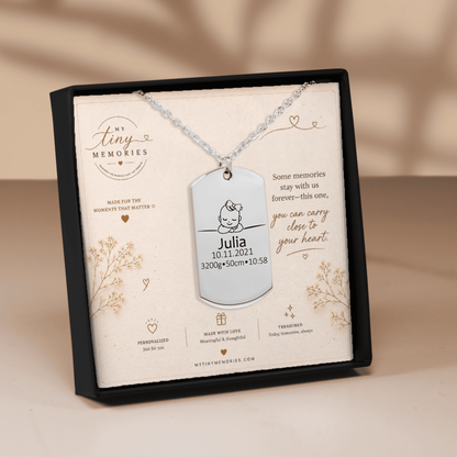 Personalized Baby Keepsake Necklace | Custom Engraved Memory Gift