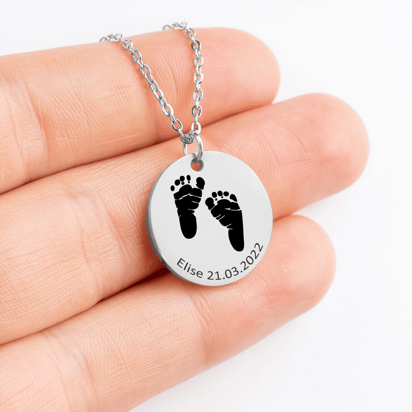 Personalized Baby Footprint Necklace | Custom Name & Birth Date Keepsake