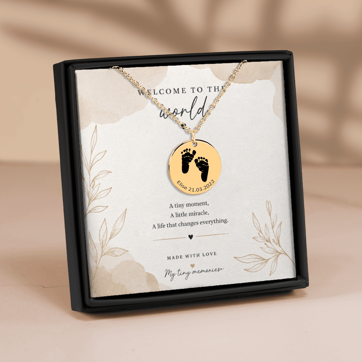 Personalized Baby Footprint Necklace | Custom Name & Birth Date Keepsake
