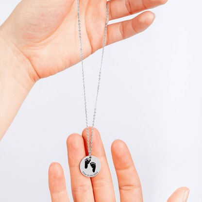 Personalized Baby Footprint Necklace | Custom Name & Birth Date Keepsake