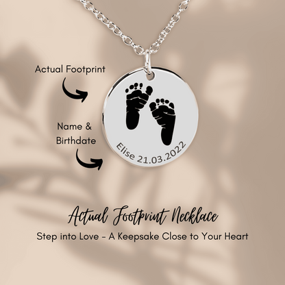 Personalized Baby Footprint Necklace | Custom Name & Birth Date Keepsake