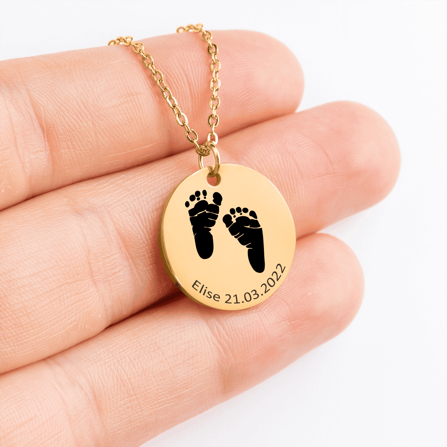 Personalized Baby Footprint Necklace | Custom Name & Birth Date Keepsake