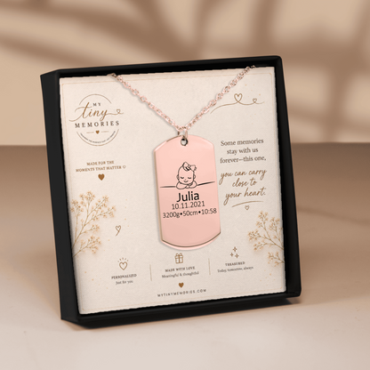 Personalized Baby Keepsake Necklace | Custom Engraved Memory Gift