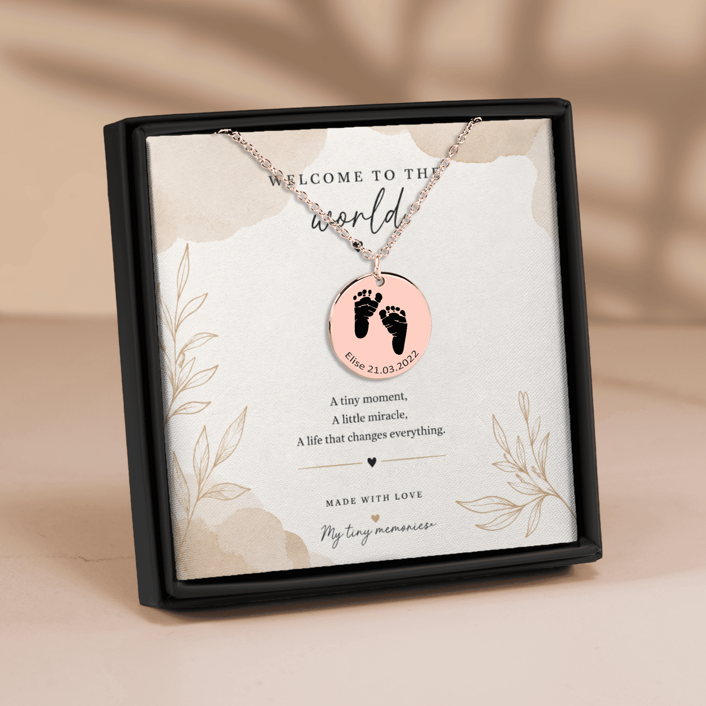 Personalized Baby Footprint Necklace | Custom Name & Birth Date Keepsake