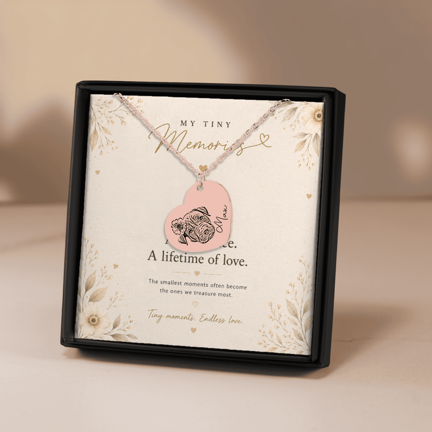 Personalized Pet Portrait Heart Necklace | Custom Photo Keepsake