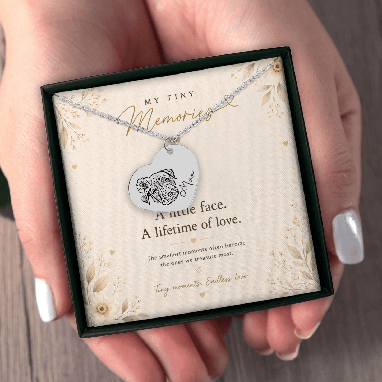Personalized Pet Portrait Heart Necklace | Custom Photo Keepsake