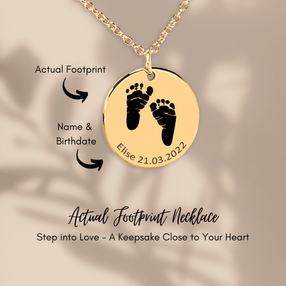 Personalized Baby Footprint Necklace | Custom Name & Birth Date Keepsake