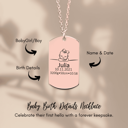 Personalized Baby Keepsake Necklace | Custom Engraved Memory Gift