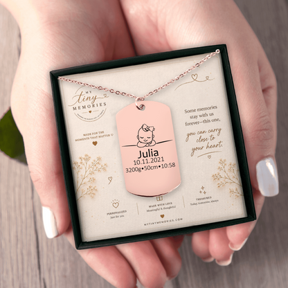 Personalized Baby Keepsake Necklace | Custom Engraved Memory Gift