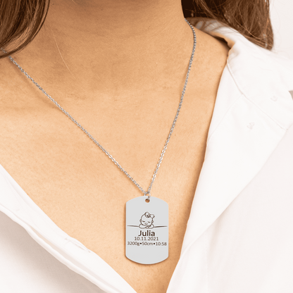 Personalized Baby Keepsake Necklace | Custom Engraved Memory Gift