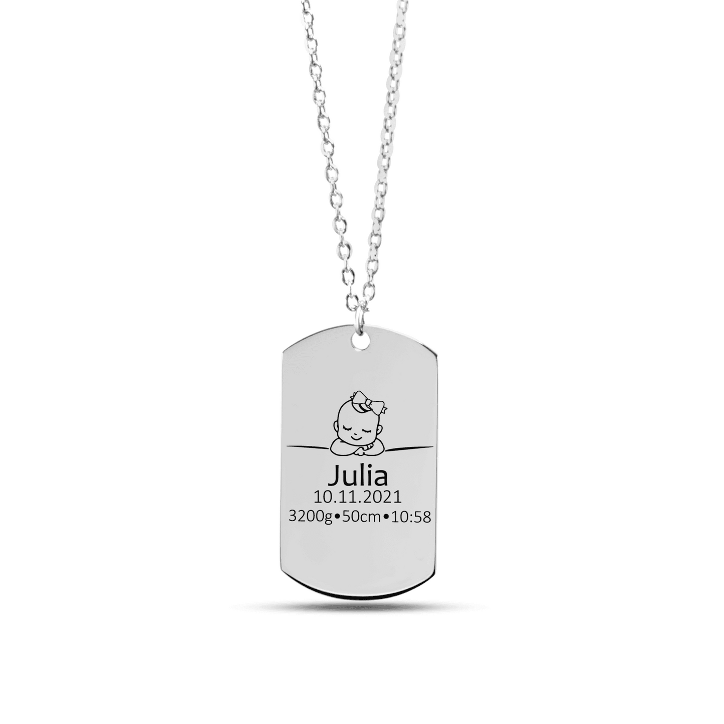 Personalized Baby Keepsake Necklace | Custom Engraved Memory Gift