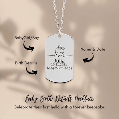 Personalized Baby Keepsake Necklace | Custom Engraved Memory Gift