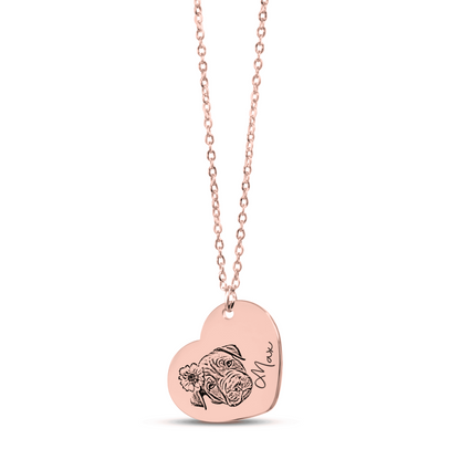 Personalized Pet Portrait Heart Necklace | Custom Photo Keepsake