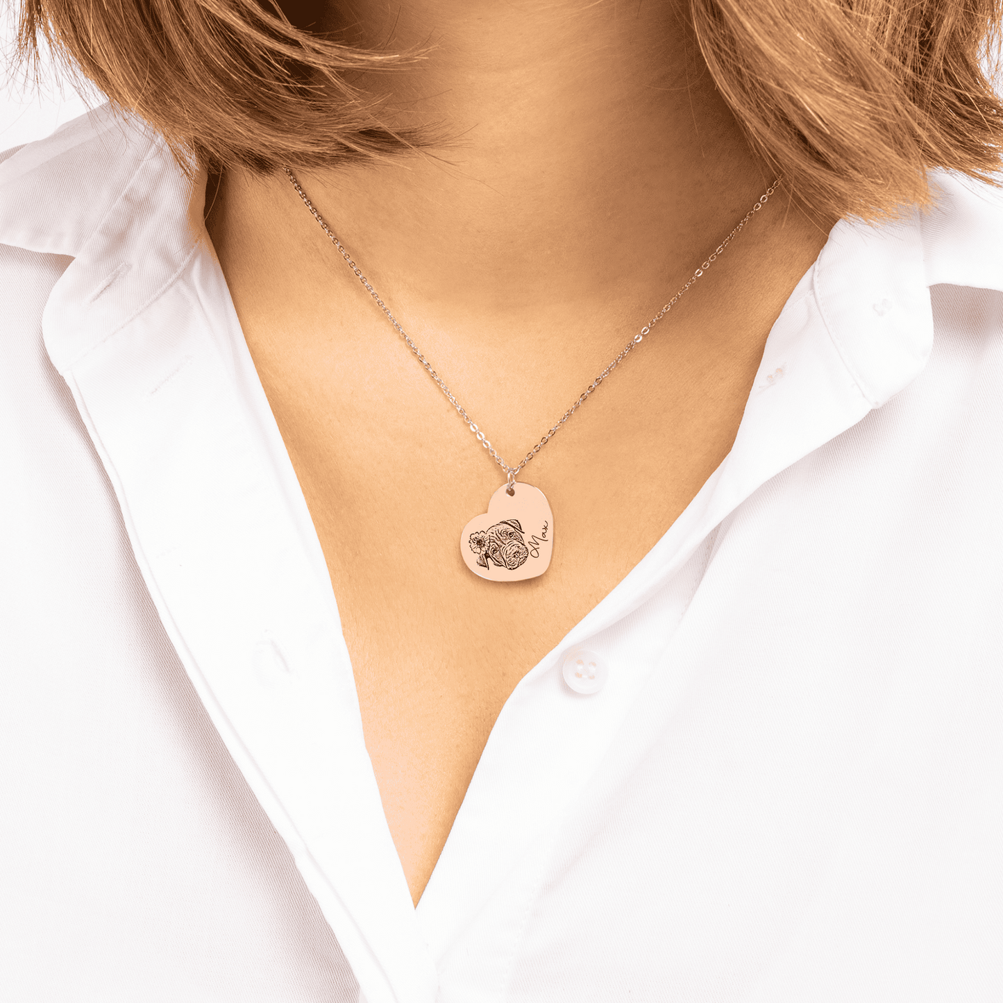 Personalized Pet Portrait Heart Necklace | Custom Photo Keepsake