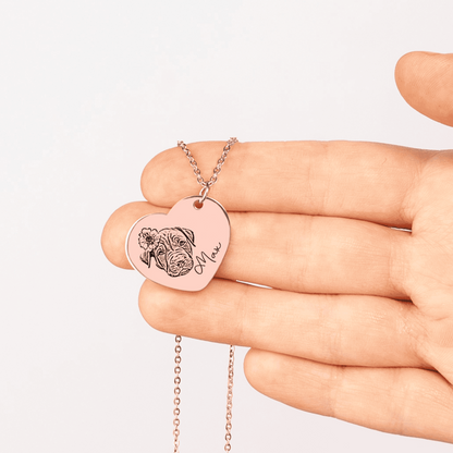 Personalized Pet Portrait Heart Necklace | Custom Photo Keepsake