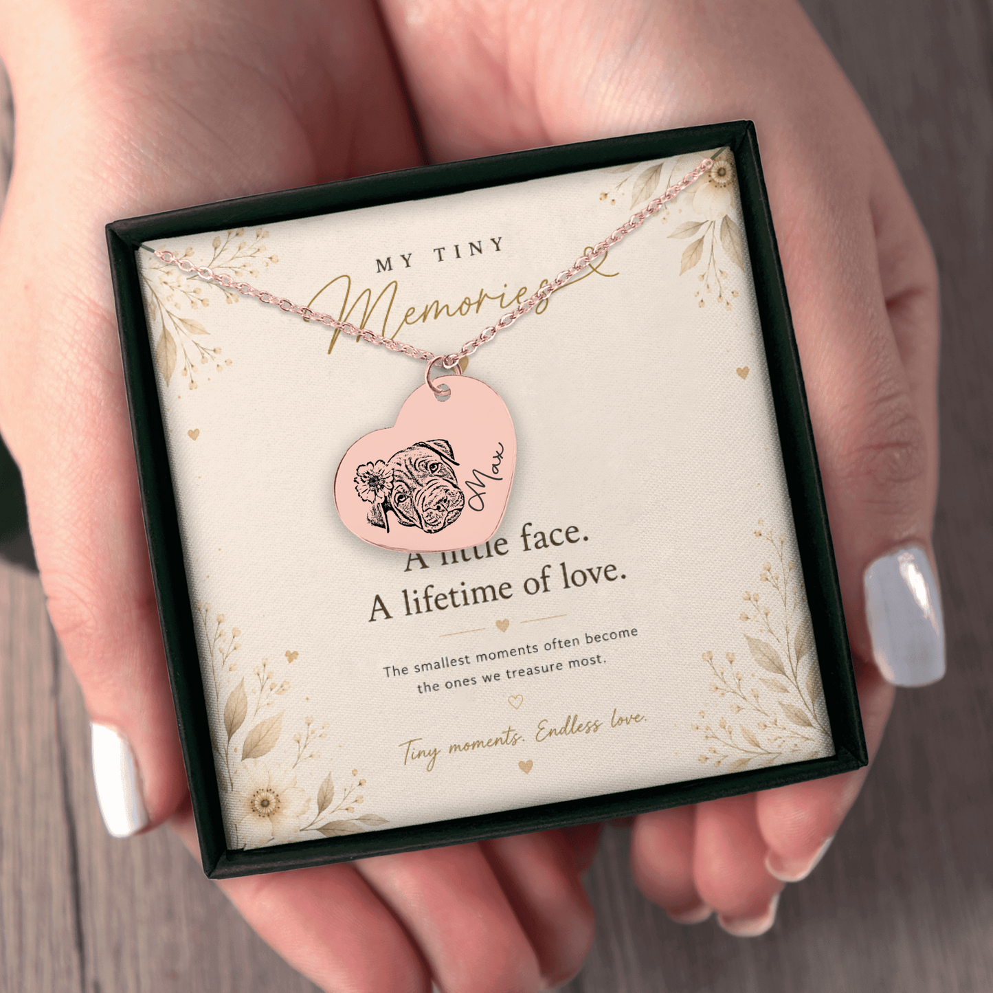 Personalized Pet Portrait Heart Necklace | Custom Photo Keepsake