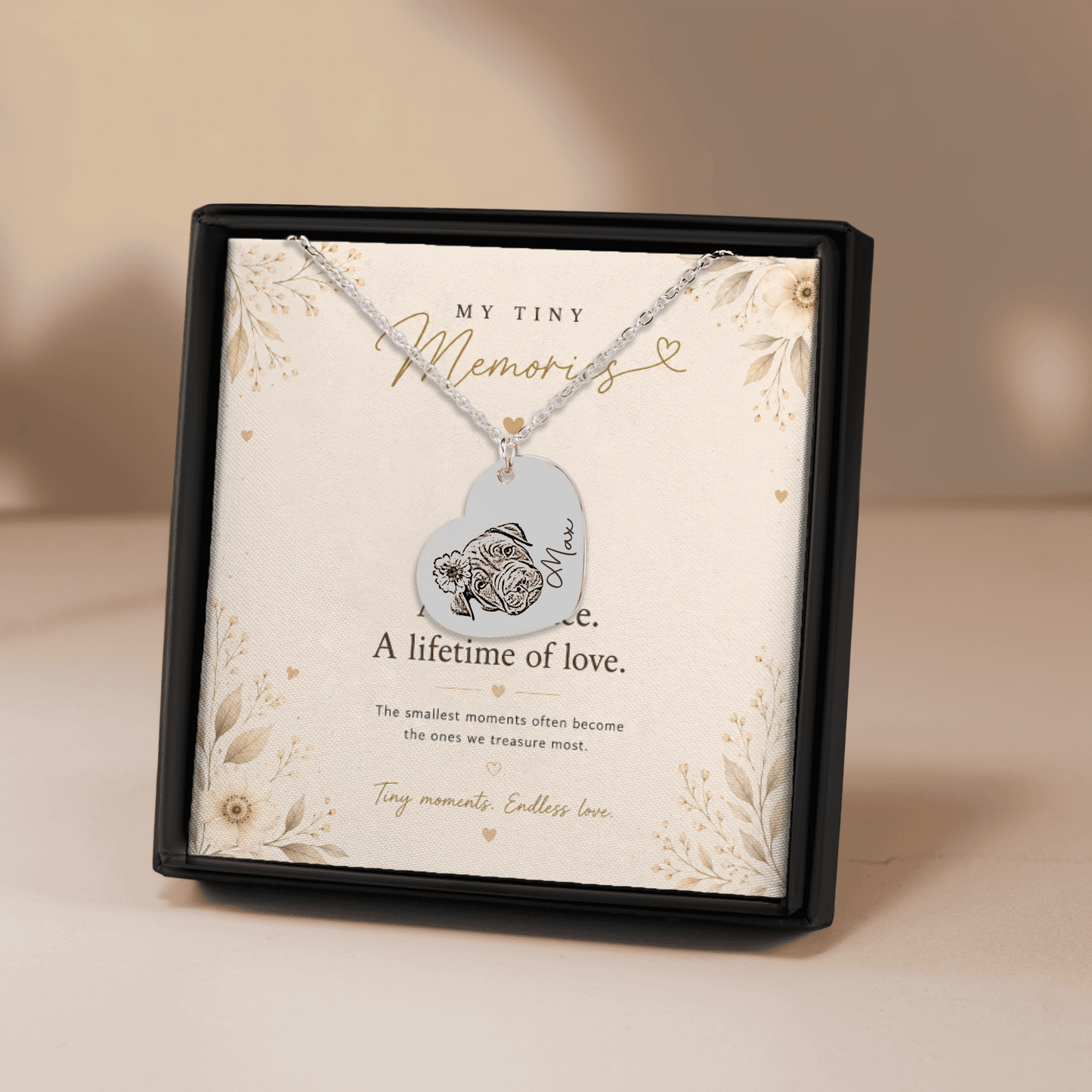 Personalized Pet Portrait Heart Necklace | Custom Photo Keepsake