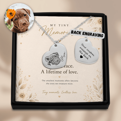 Personalized Pet Portrait Heart Necklace | Custom Photo Keepsake