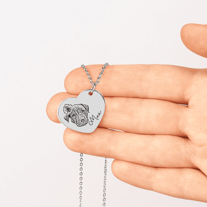Personalized Pet Portrait Heart Necklace | Custom Photo Keepsake