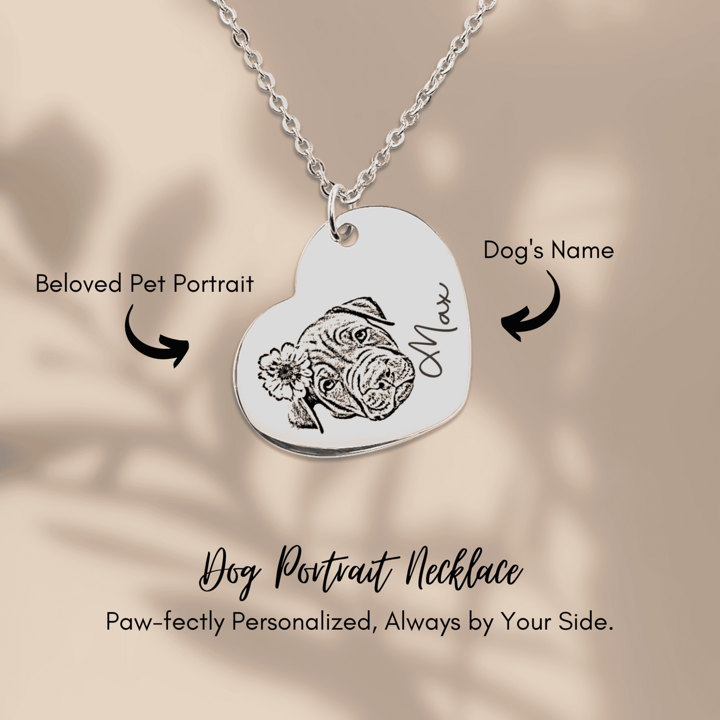 Personalized Pet Portrait Heart Necklace | Custom Photo Keepsake