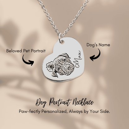 Personalized Pet Portrait Heart Necklace | Custom Photo Keepsake