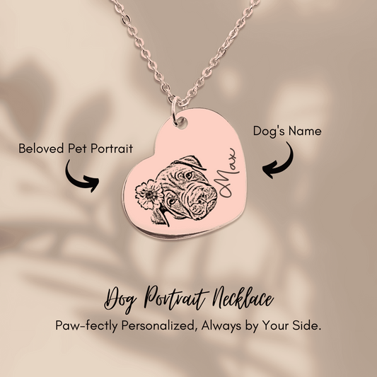 Personalized Pet Portrait Heart Necklace | Custom Photo Keepsake