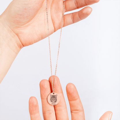 Personalized Cat Portrait Necklace | Custom Pet Keepsake Gift