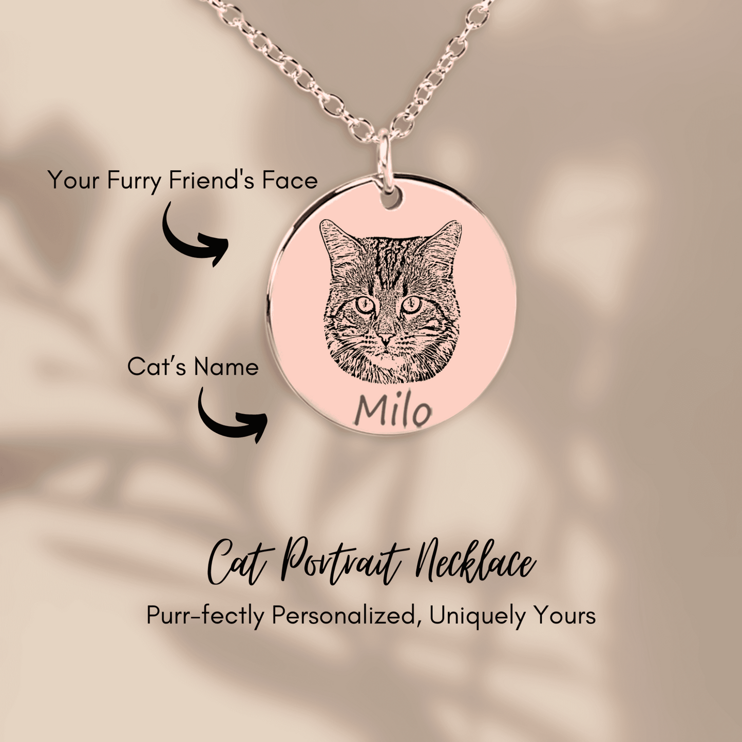 Personalized Cat Portrait Necklace | Custom Pet Keepsake Gift