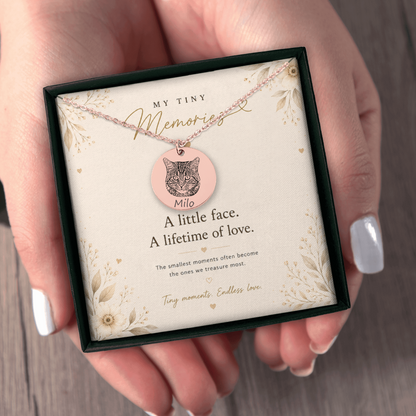 Personalized Cat Portrait Necklace | Custom Pet Keepsake Gift