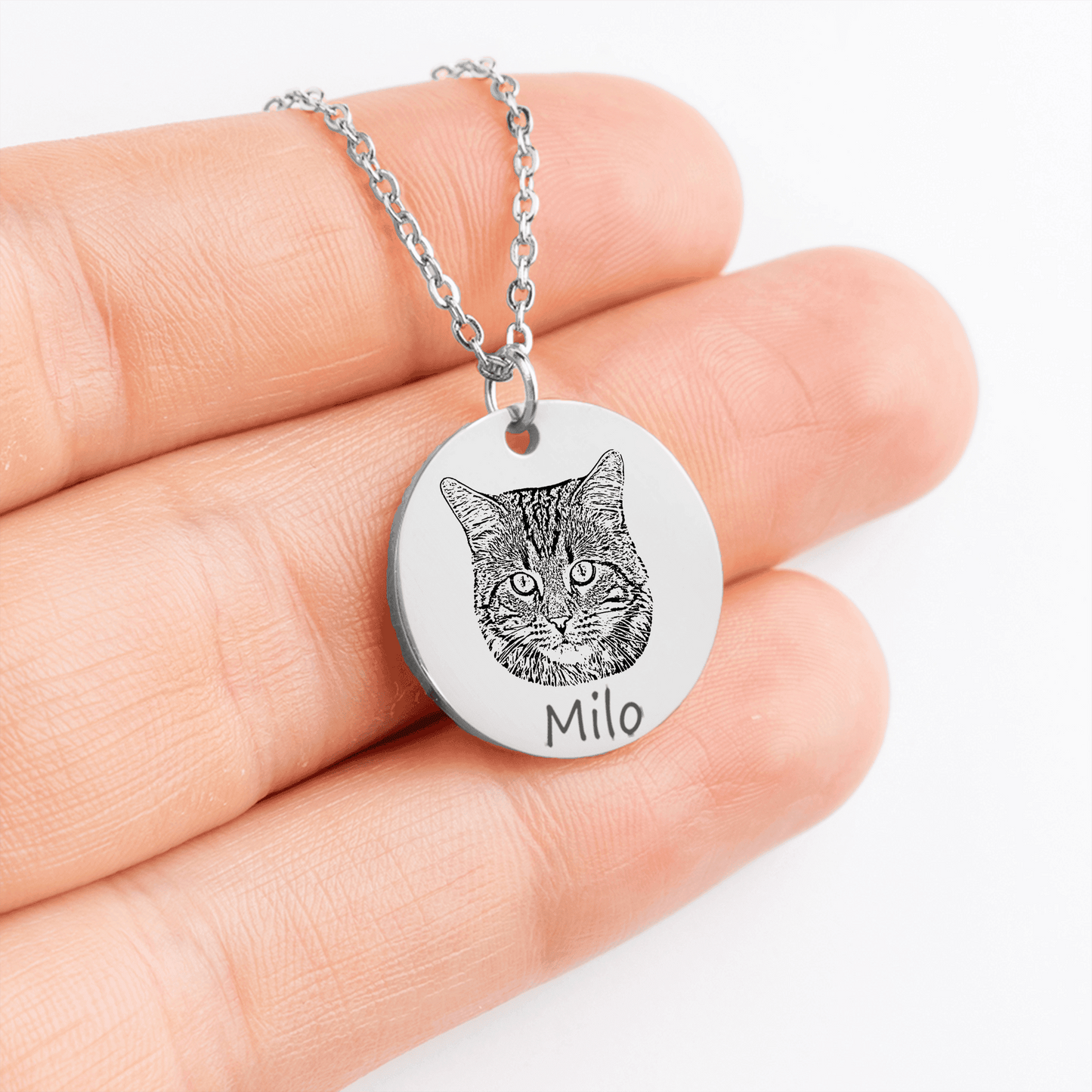 Personalized Cat Portrait Necklace | Custom Pet Keepsake Gift