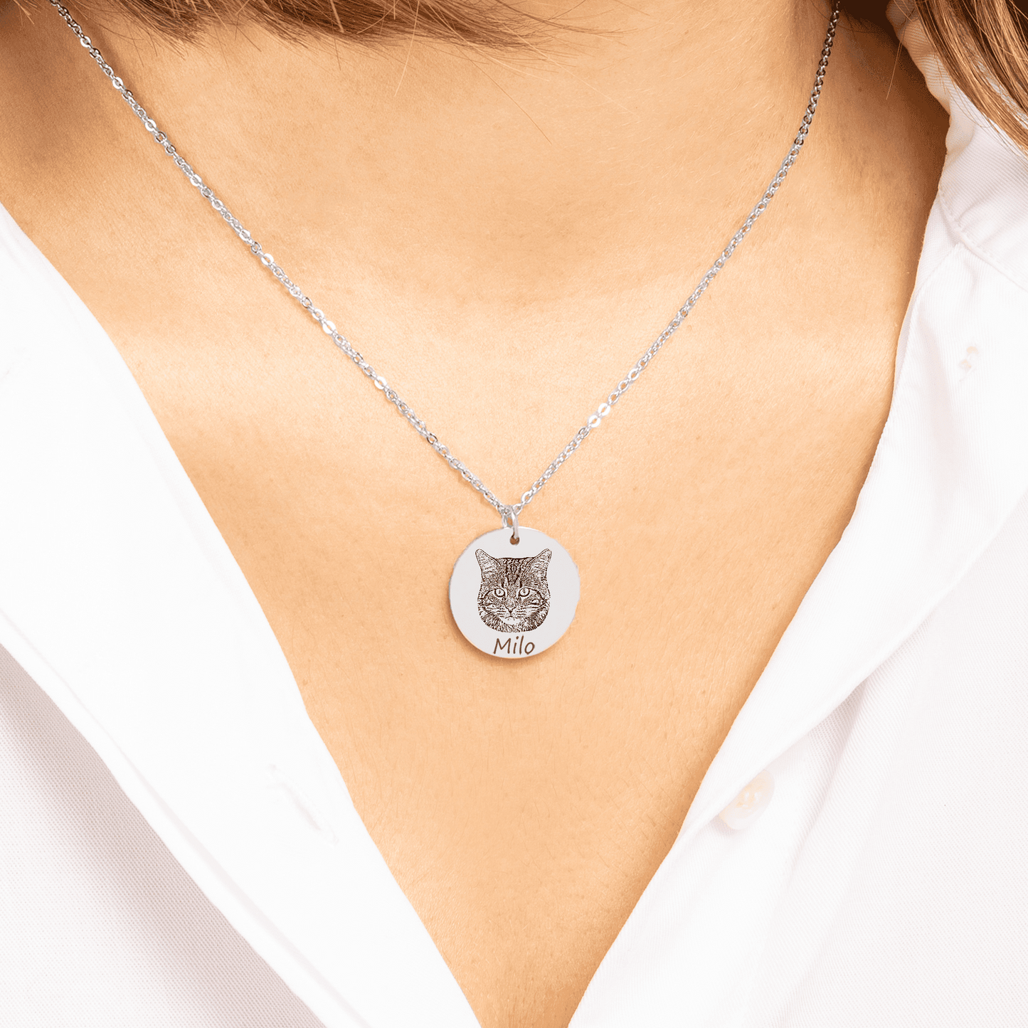 Personalized Cat Portrait Necklace | Custom Pet Keepsake Gift