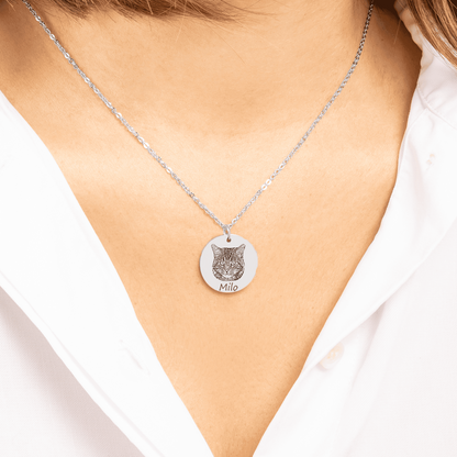 Personalized Cat Portrait Necklace | Custom Pet Keepsake Gift